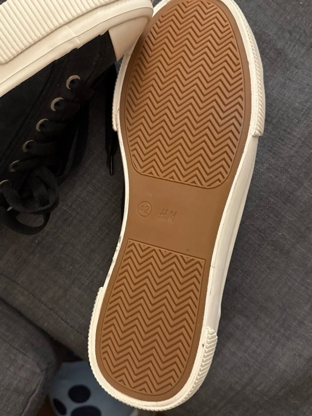 H&M Black Canvas Low-Top Sneakers with White Rubber Toe